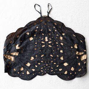 Anthropologie Butterfly Halter Top | Black Lace Cutouts | Whimsigoth